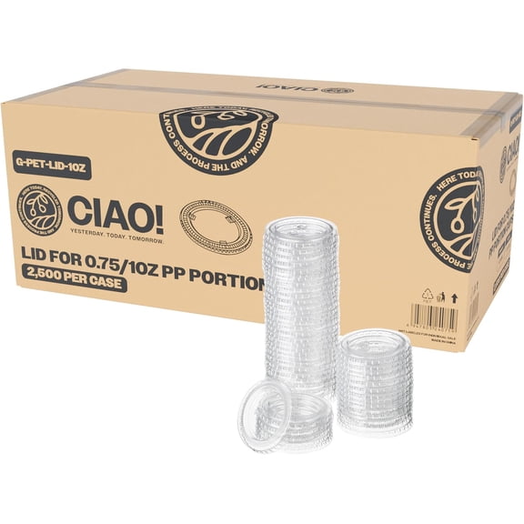 Ciao! Ultra Clear PET Portion Cup Lids, .45mm Diameter, Fit For Ciao! 0.75oz & 1oz Portion Cups - Case of 2,500