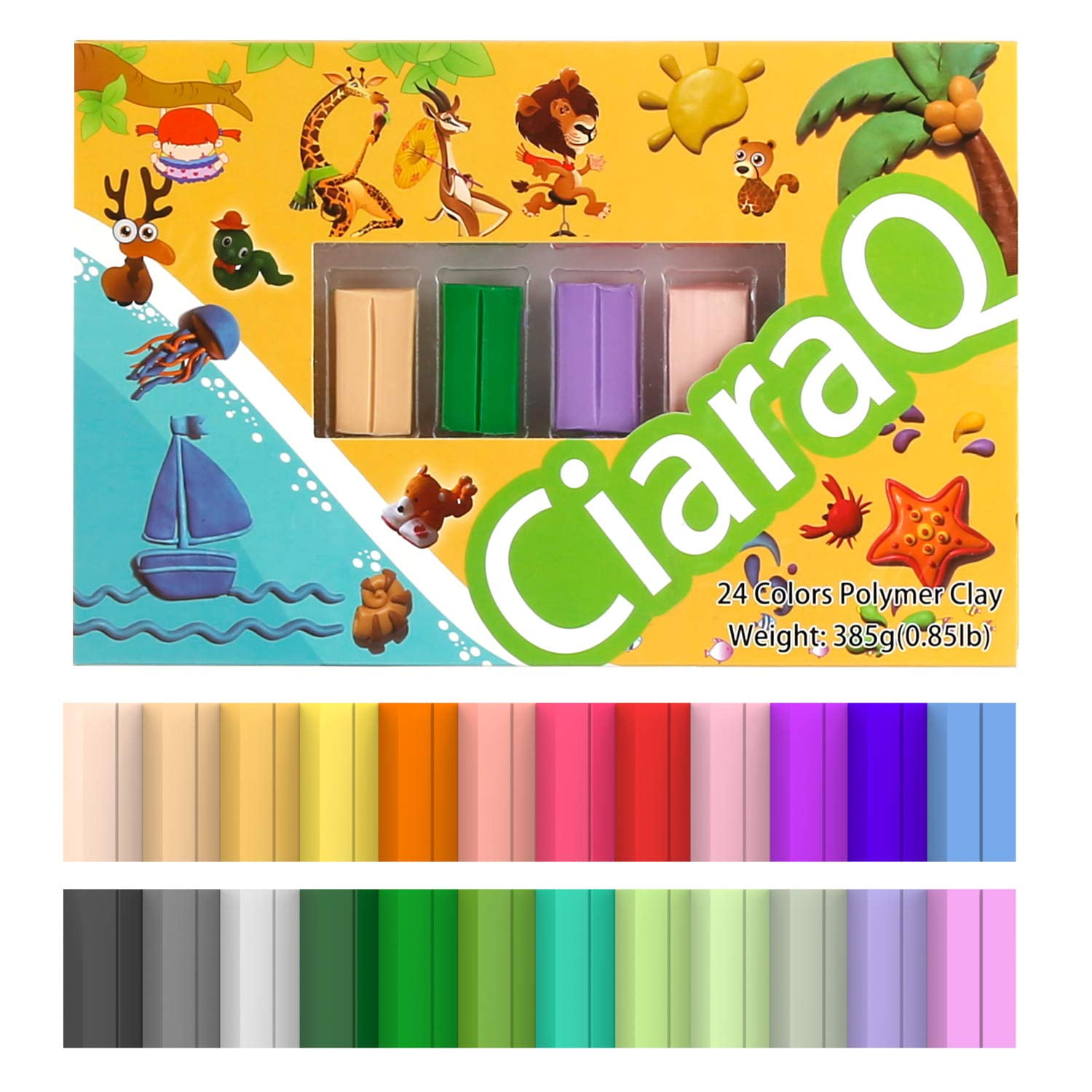 CiaraQ 24 Colors Small Block Polymer Clay Starter kit, Oven Bake Clay