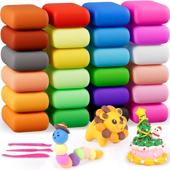 CiaraQ Air Dry Clay Kit, 24 Colors Modeling Clay with Tools, Safe and Non-Toxic, Ideal Gift for Kids