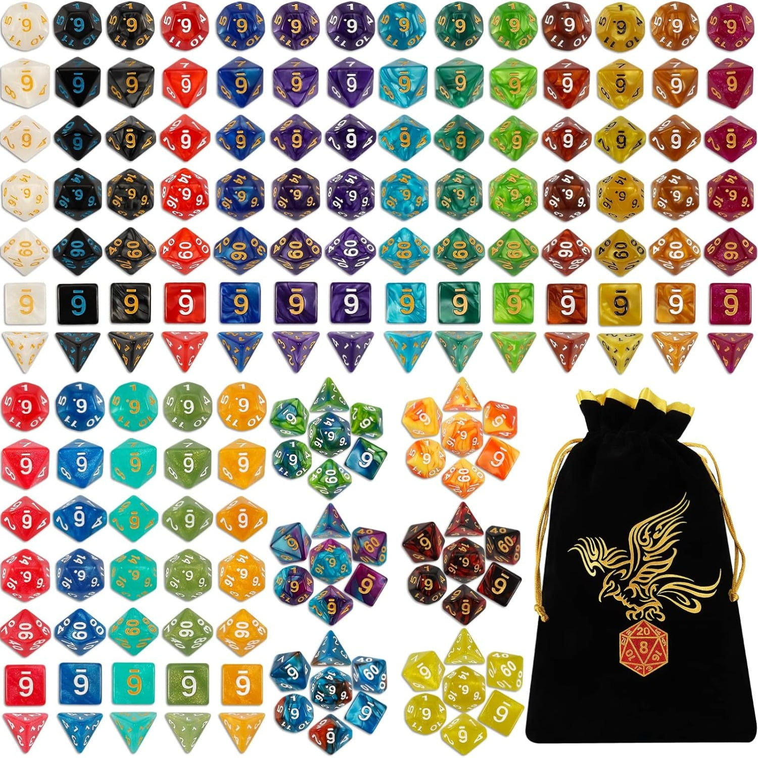 DND Dice Set 25X7 (175 Pieces) Polyhedral Dice, Suitable for Dragon