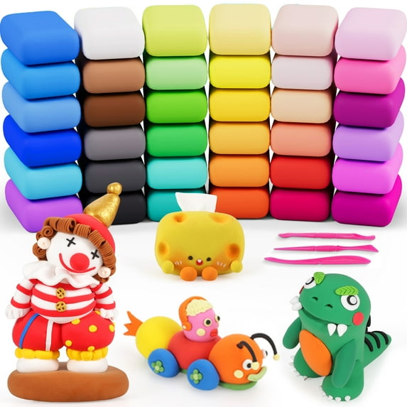 CiaraQ Modeling Clay Kit - 36 Colors Air Dry Ultra Light Clay, Safe & Non-Toxic, Great for Kids