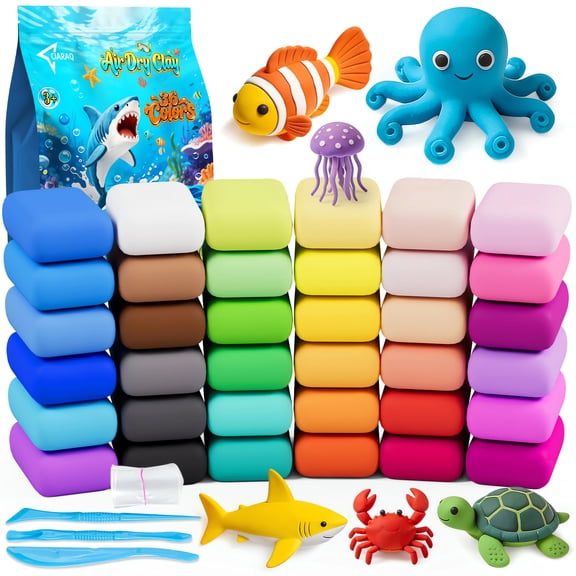 CiaraQ Air Dry Clay 36 Colors, Diy Model Magic Clay, with Sculpting Tools, Soft and Non-Sticky, Gift for Boys Girls Age 3+ Years Old