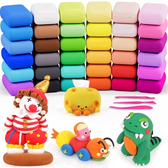 CiaraQ Air Dry Clay 36 Colors, Diy Model Magic Clay, with Sculpting Tools, Soft and Non-Sticky, Gift for Boys Girls Age 3+ Years Old