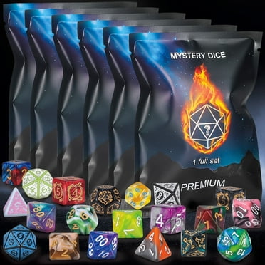 CiaraQ Polyhedral Dice - 48PCS Mystery Dice Set, Various Styles, Random DND Dice Patterns & Dice Bag, 6 Mystery Bags, D&D Gifts for Dungeons and Dragons, RPG, MTG,Role Playing Table Game