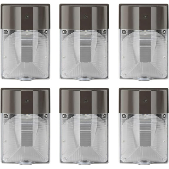 Ciata 6 Pcs LED Outdoor Wall Mount Luminaire, 17 Watt, 4000K, Hardwired, Dusk to Dawn Photocell Sensor LED Light, Wet Location, Clear Lens for Porch, Entryway, Patio, Garage,