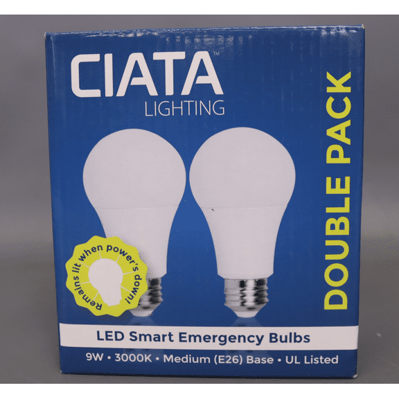 Ciata LED 9W (60W Equivalent) Soft White Light Bulbs, Rechargeable Battery Backup (2 Pack)