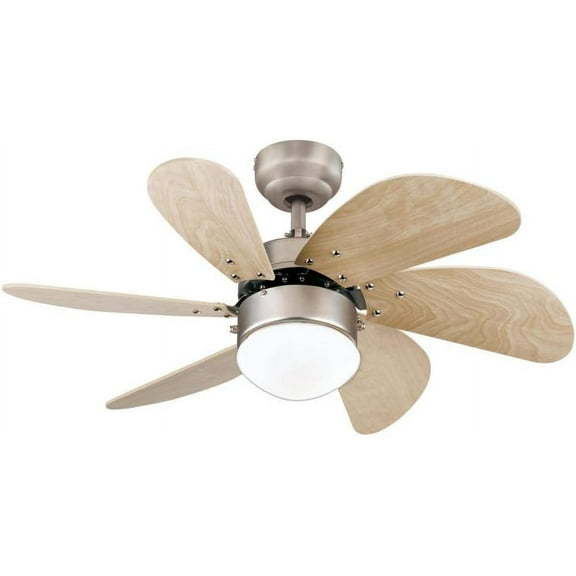 Ciata Lighting Turbo Swirl 30-Inch Ceiling Fan in Brushed Aluminum Finish with Dimmable LED Light Fixture in Opal Frosted Glass with Light Maple Blades