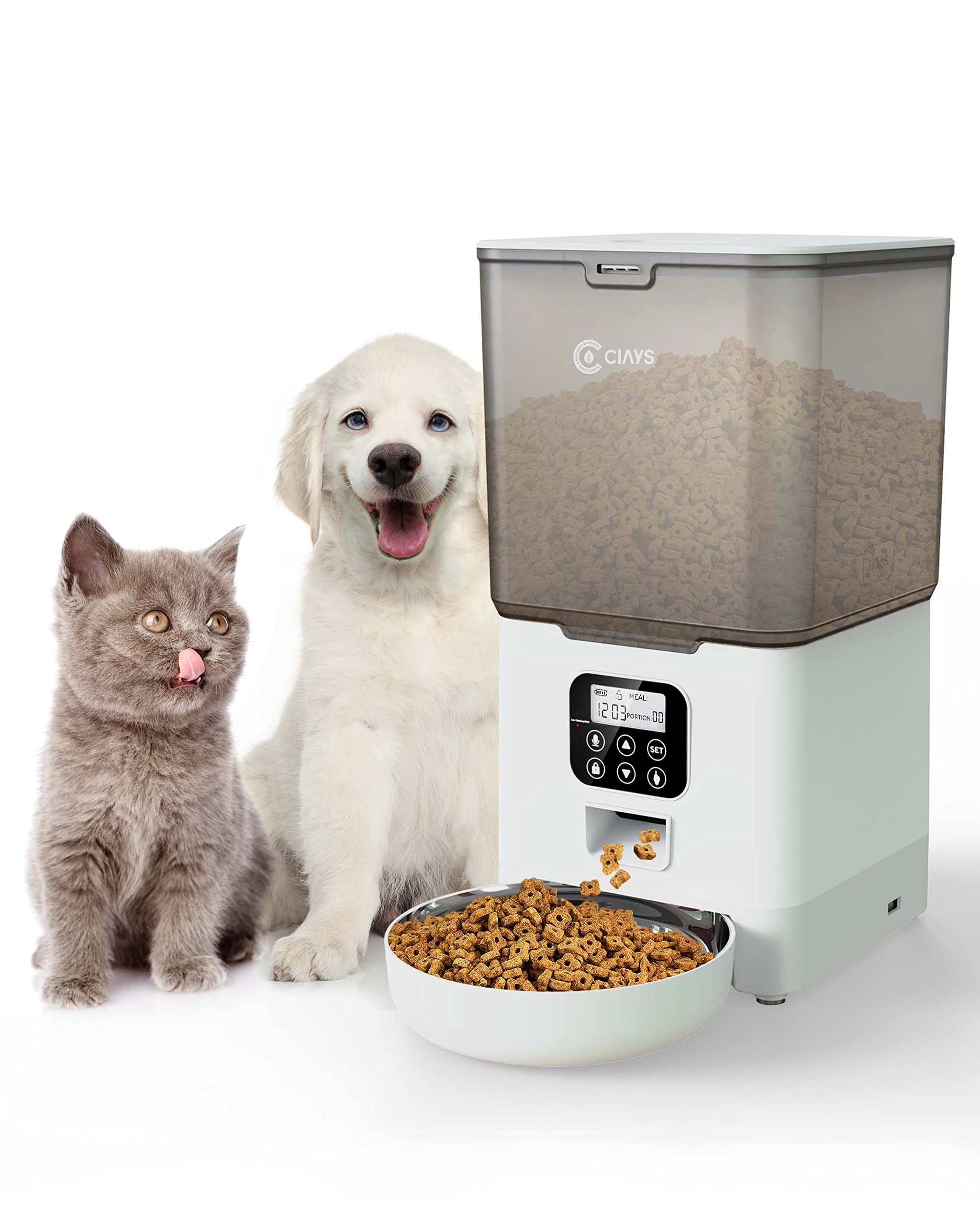 Ciays Automatic Cat Feeder, AIF4 5.6L, Control 4 Meals Per Day, Pet Dry
