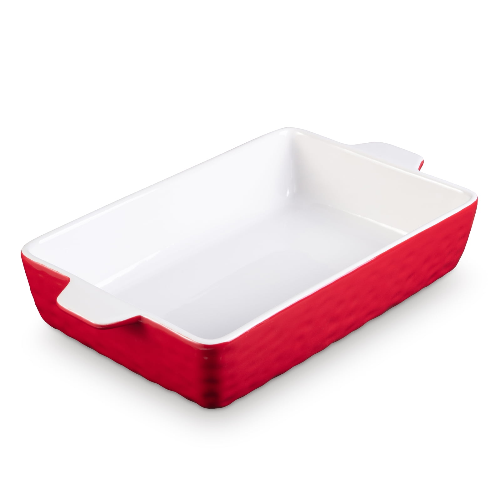 3-Pcs. Rectangular Ceramic Bakeware Set - Durable Baking Dishes Set,  Odor-Free Hybrid Ceramic Non-Stick Baking Pans, Dishwasher Safe (Red)