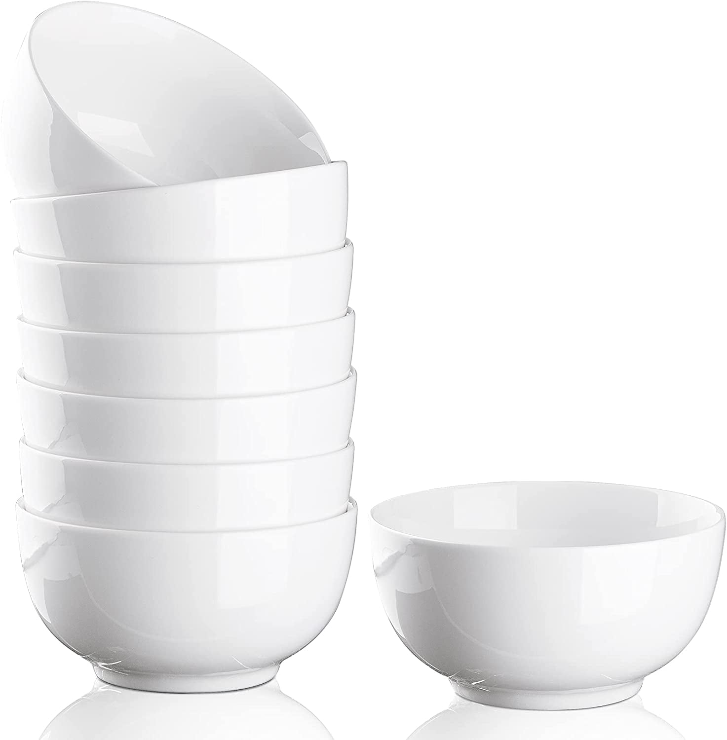 Cibeat 10 Ounce Porcelain Bowls Set 8 Pack Premium White Ceramic Bowls for Cereal, Soup, Salad, Pasta, Rice, Microwave & Dishwasher Safe