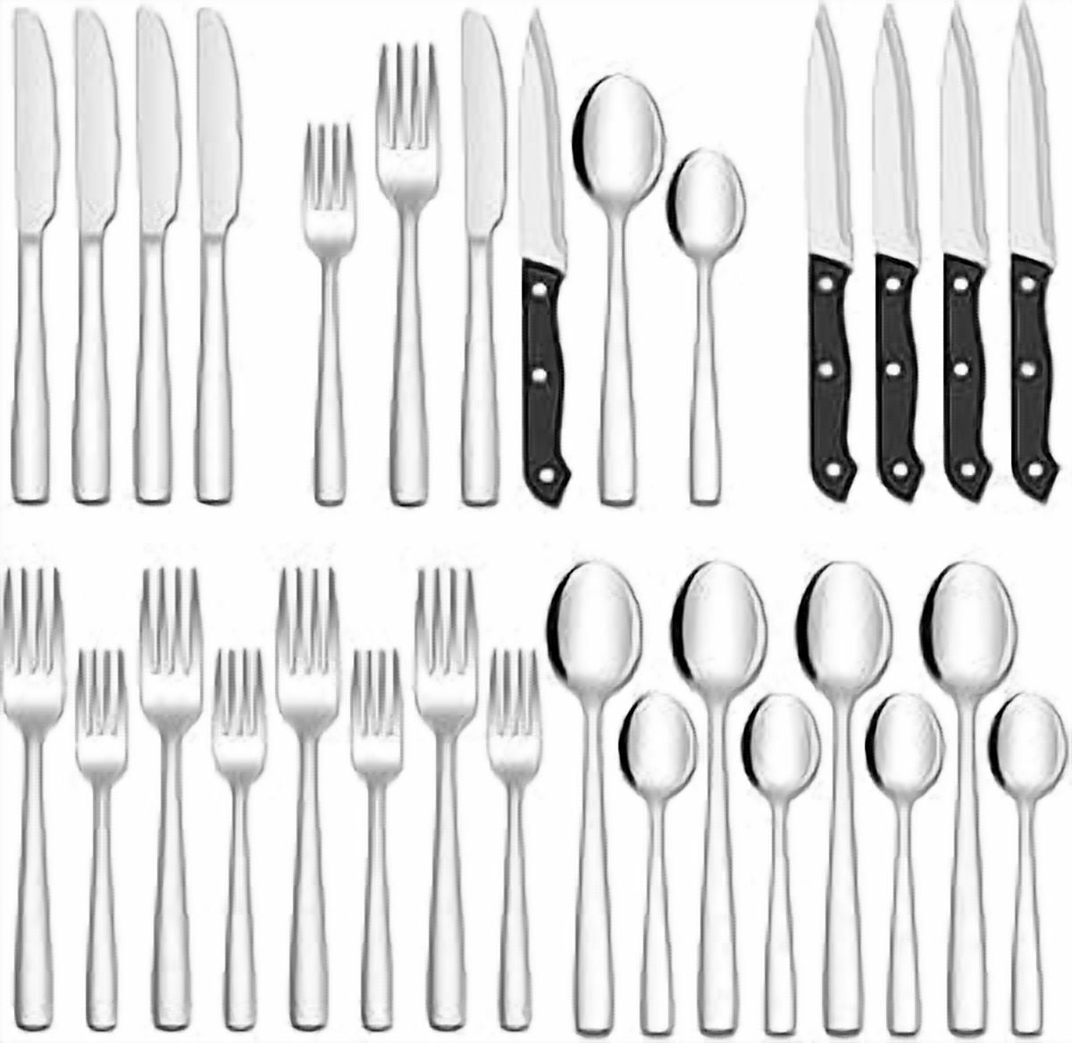 Cibeat 24-Piece Silverware Set: Stainless Steel Dinner Combo with Knife ...