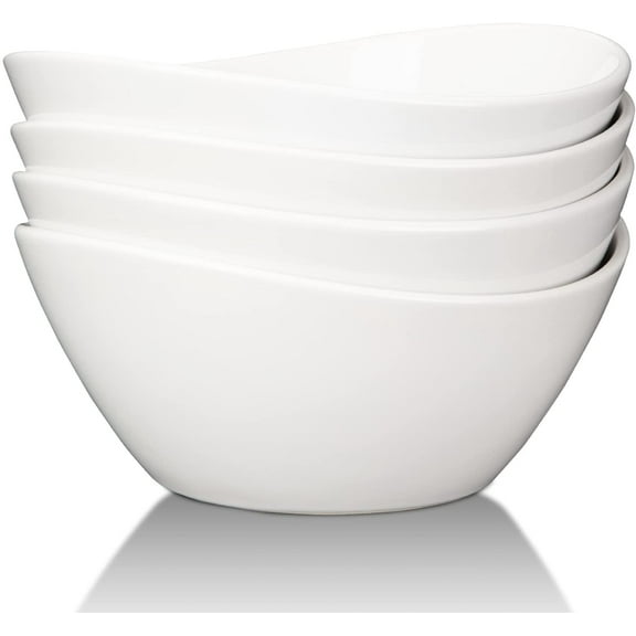 Cibeat 42 Ounce Porcelain Bowls Set of 4 Pack Premium White Ceramic Bowls for Cereal, Soup, Salad, Pasta, Prep, Rice, Ice cream, Microwave & Dishwasher Safe