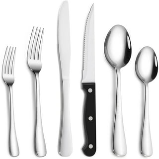SDJMa 16-Piece Black Silverware Set with Steak Knives,Black Flatware Set  for 4, Stainless Steel Cutlery Set, Tableware Utensils Includes Spoons  Forks Knives for Home, Kitchen, Restaurant 