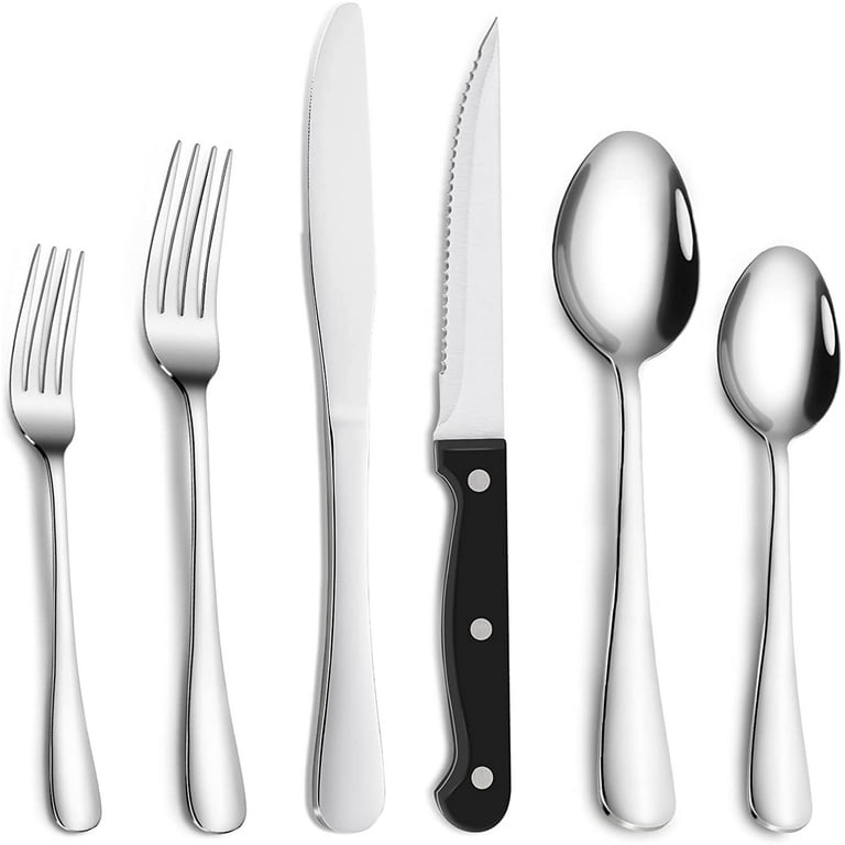 HIWARE 48-Piece Silverware Set with Steak Knives for 8, Stainless