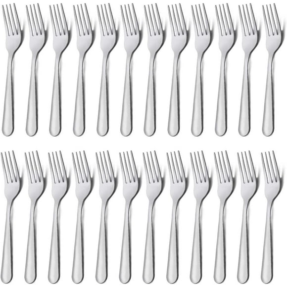 Cibeat Dinner Forks Set 24pcs Mirror Polished Stainless Steel Silverware Forks for Salad, Fruit, Pasta, Steak, Fish, Chicken