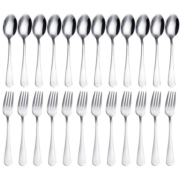 Cibeat Dinner Forks and Spoons Set, 24 Pcs Stainless Steel Spoons and