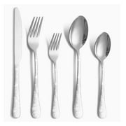 Cibeat Black Silverware Set, 20-Piece Stainless Steel Flatware, Flower Pattern Forks and Spoons Set with Knives, Mirror Finish & Dishwasher Safe