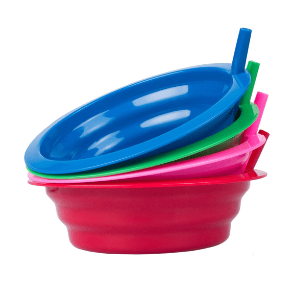 Cibi Cereal Bowls with Straws for Kids BPA-Free Plastic | Toddler Sip-A-Bowls with Built-In Straw for Cereal and Soup | Set of 4 Colorful Breakfast Bowls