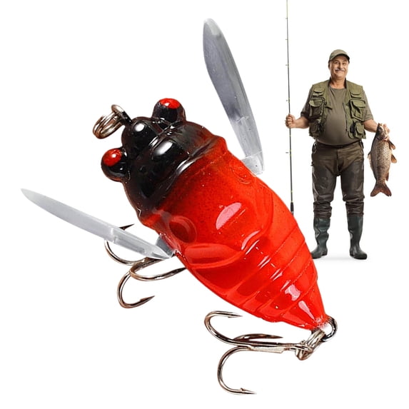 Cicada Fishing Freshwater Realistic Shape Strong Hook Durable Tackle for Trout Panfish Reusable Swim Attractant