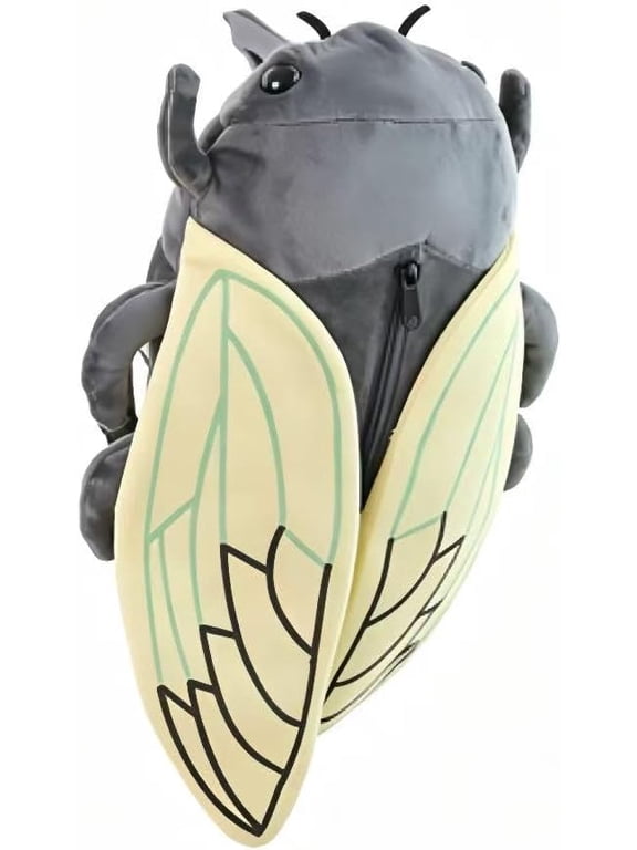 Cicada Plush Backpack Novelty Insect Stuffed Animal Crossbody Bag Soft Crystal Plush Bug Wings Daypack for Back-to-School & Room Decor