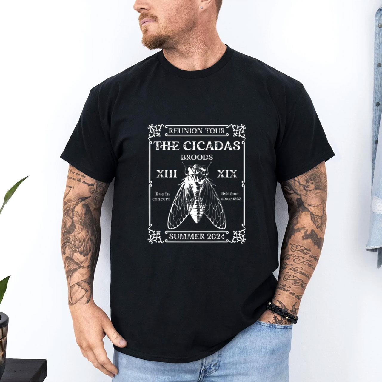 Cicadas Swarm Reunion Tour Brood XIII XIX Summer Cicada 2024 TShirt
