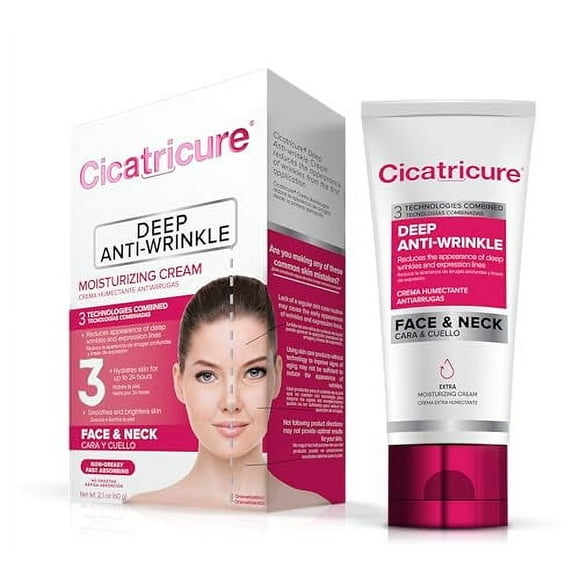 Cicatricure Anti Wrinkle Face & Neck Cream, 3-in-1 Facial Moisturizer with Retinol, Vitamin E & Q Acetyl 10, Hydrating Anti Aging Skin Care, 2.1 Ounces