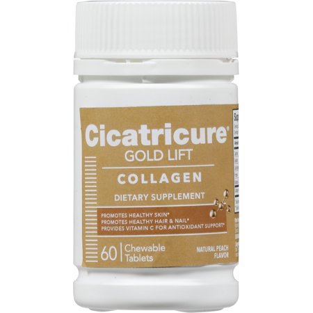 Cicatricure Gold Lift Chewable Collagen Tablets. Promotes Healthy Skin, Hair, Nails and Joints. Peach Flavor. 60 Tablets