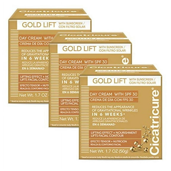 Cicatricure Gold Lift Day Cream with SPF 30, Improves Face Hydration and Skin Appearance, Value 3 Pack, 1.7 oz