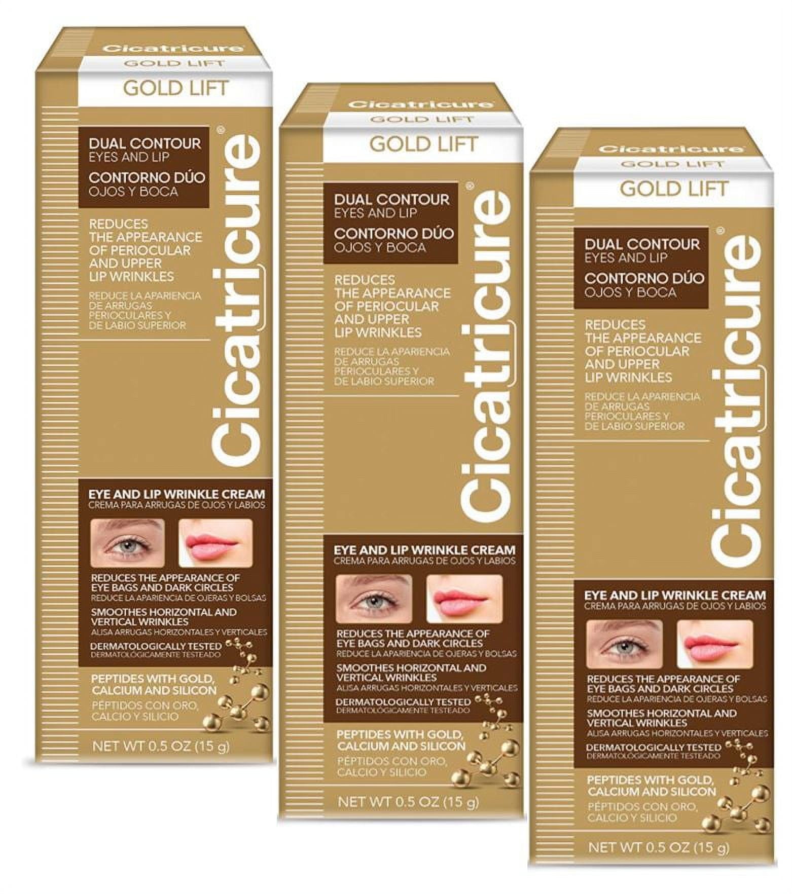 Cicatricure Gold Lift Dual Contour Cream, Eye and Lip Wrinkle Cream, Value 3 Pack, 0.5 oz