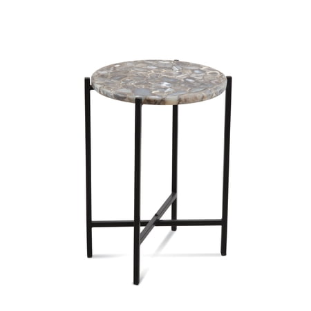 Cicco Metal and Agate Accent Table in Black