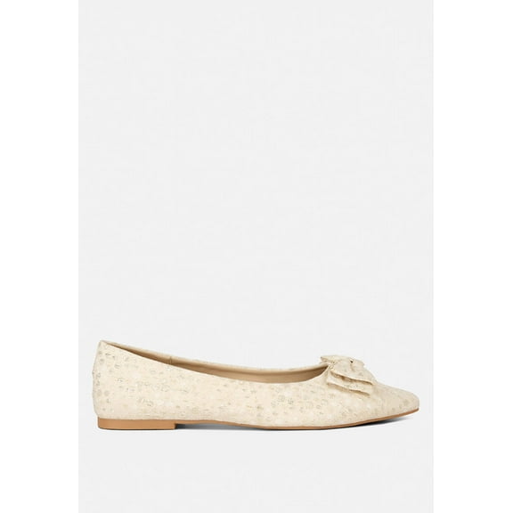 Cicely Jacquard Bow Embellished Ballet Flats