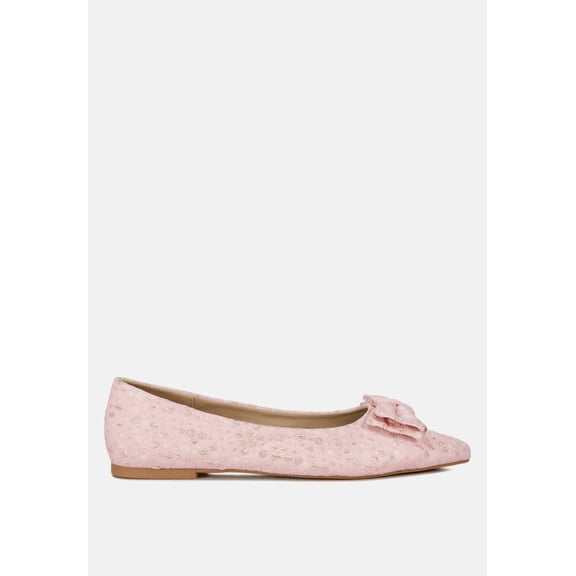 Cicely Jacquard Bow Embellished Ballet Flats