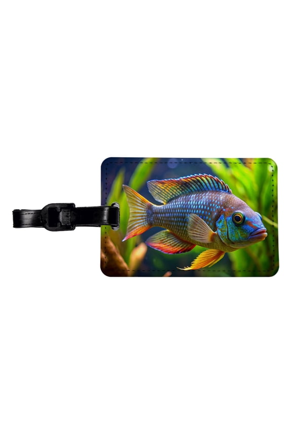 Cichlid Aquarium Fish Faux Leather Travel Luggage Tag