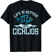 HESHIJIAZHU Cichlid Fish Tank Electric Yellow Aquarium T-Shirt men and women can wear, black, white, gifts