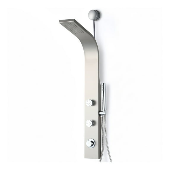 Cici Series 39 in. 2-Jetted Shower Tower with Heavy Rain Showerhead and Spray Wand, Shower System in Brushed Nickel