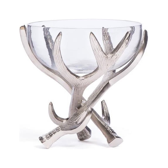 Cicso 19844 Glass Bowl On Antler Stand, 10 in.