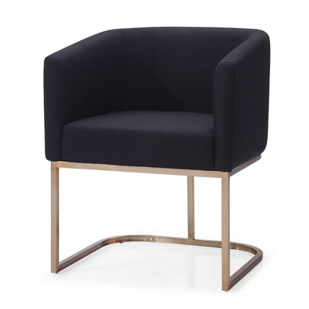 Cid 24 Inch Modern Dining Armchair, Curved Fabric Back, Black