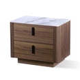 thumbnail image 1 of Cid Anay 23 Inch Nightstand, White Faux Marble Top, Walnut Veneer, 2 Drawers, 1 of 5