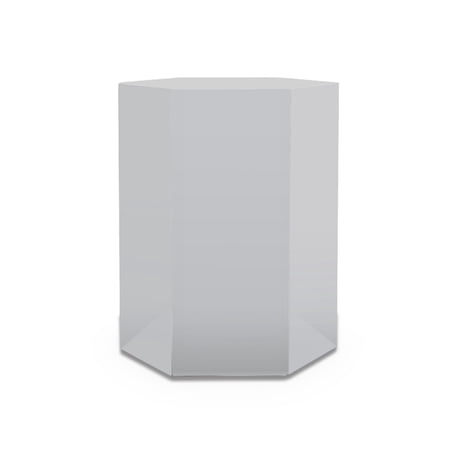Cid Keli 17 Inch Modular End Table, Large, Glossy, Light Gray- Saltoro Sherpi