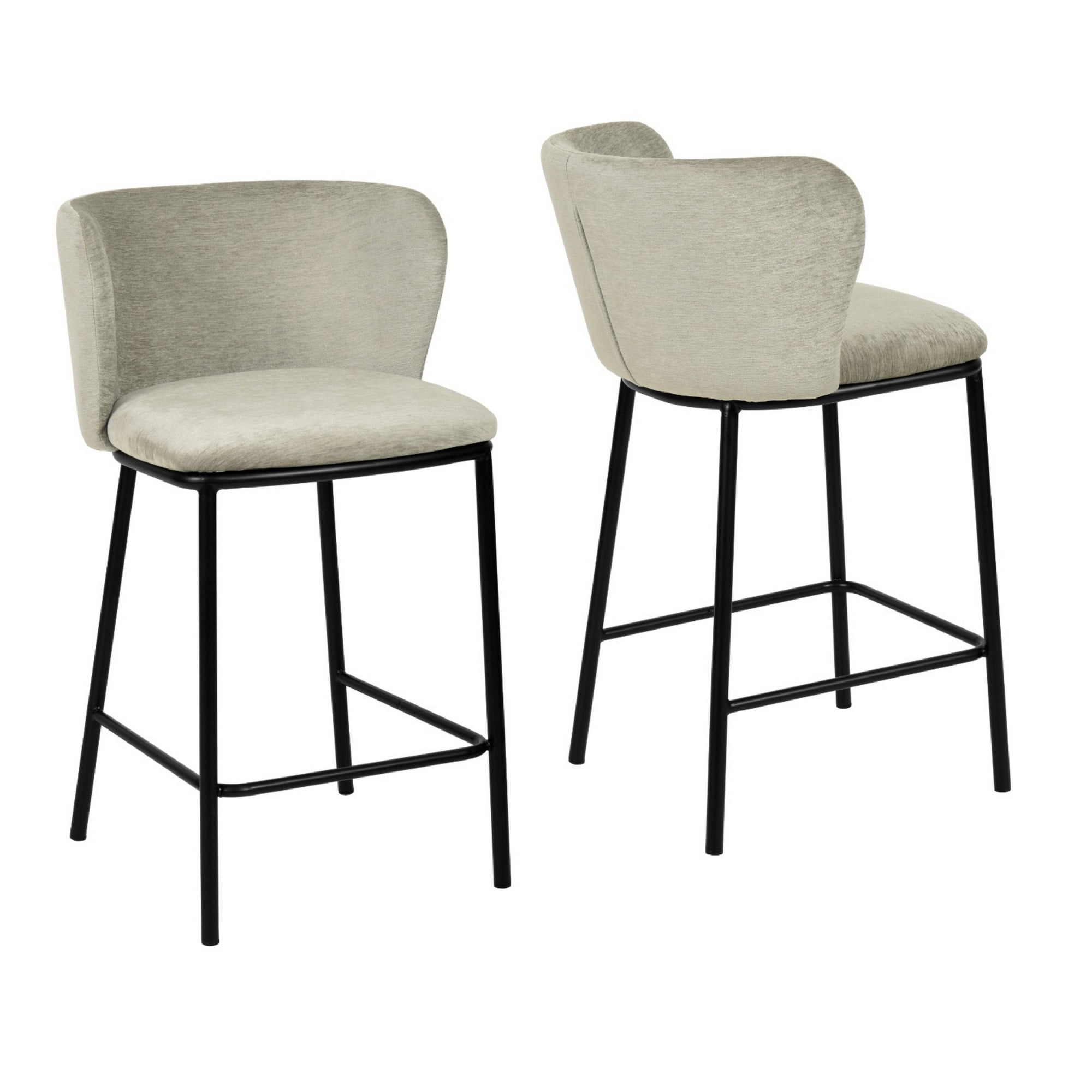 Cid Tre 25 Inch Counter Height Stool, Set of 2, Polyester Fabric, Gray ...