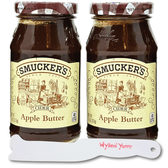 Cider Apple Butter Spread Bundle with (2) 11oz (312g) Jars of Smuckers Cider Apple Butter and One (1) Wyked Yummy Spreader Plastic Butter Spreader Knife