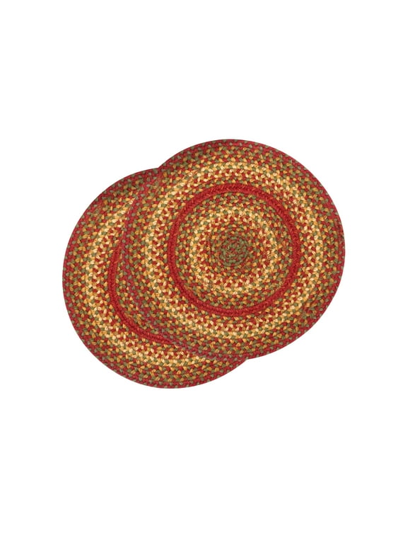 Cider Barn 15" Round Red Jute Placemat (Set of 2) Farmhouse Table Decor Trivets for Kitchen and Dining Table Mat