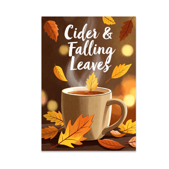 Cider and Falling Leaves Art - Autumn Decor Enthusiast - 13x19 Poster Print
