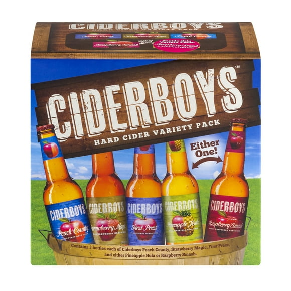 Ciderboys Hard Cider Variety Pack, Hard Cider, 5% Abv, 12 Pack, 12 fl oz Bottles.