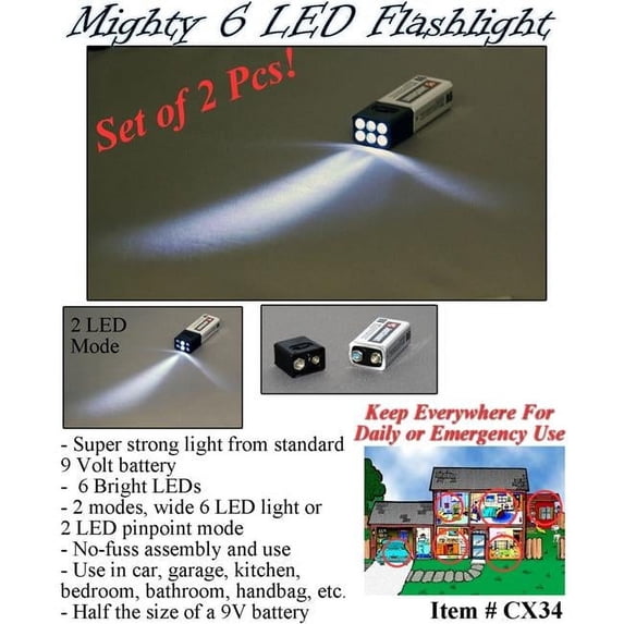 Cidron 6 LED 9V Flashlight