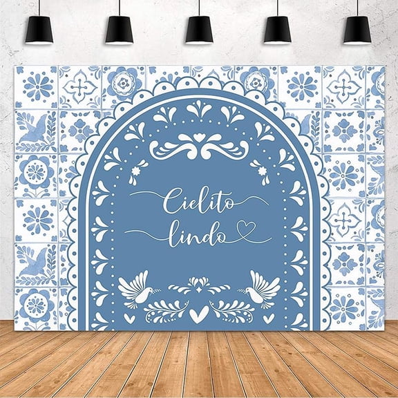 Cie-lito Lin-do Baby Shower Backdrop Blue Arch Cie-lito Lin-do Baby Shower Party Decorations Banner Mexican Wedding Birthday Fiesta Party Decor Photography Background Supplies
