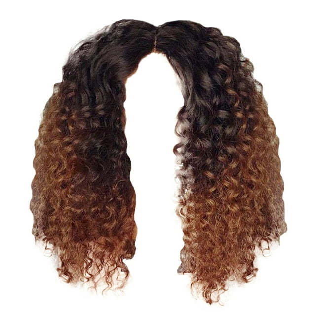 CieKen Black Brown Curly Hair Wig Synthetic Water Wave Curly Long Hair Wigs Fashion