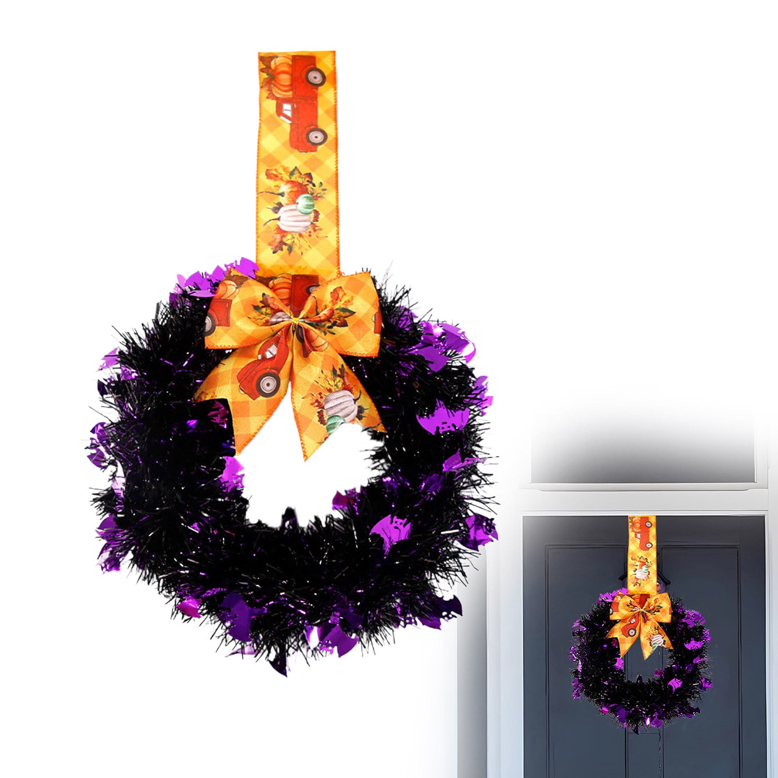 CieKen Halloween Bow Flower Ring Hanger Party Decoration Pumpkin PET