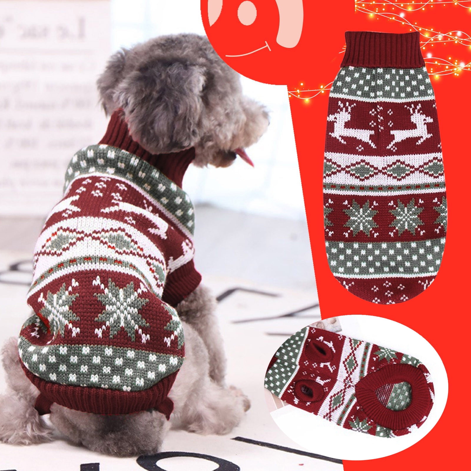 CieKen Winter Cartoon Dog Clothes Sweater Warm Christmas Pet Sweaters