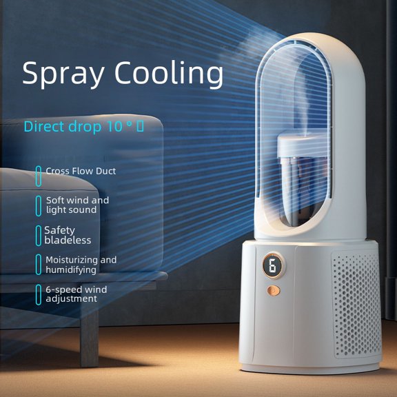 Cieatiam Air Conditioner Blaneless Fan Household Spray Refrigeration Air Circulation Fan Desktop Dormitory Vertical Water-cooled Electric Fan Cieatiam